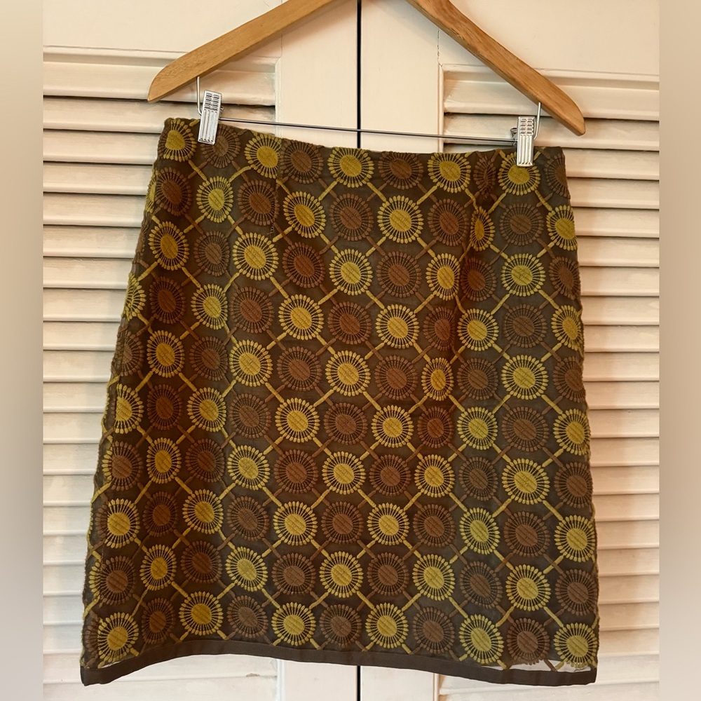 GORGEOUS MINT COND BODEN BROWN & GOLD BROCADE SKIRT SIZE 10R ORIG $125